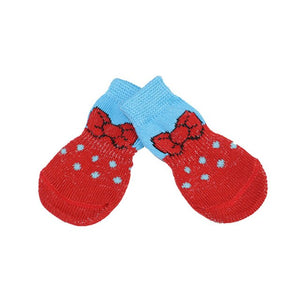 4 Pcs Pet Puppy Dog Socks Anti-slip Knitting Breathable Elasticity Warm Winter Indoor J2Y