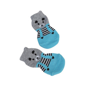 4 Pcs Pet Puppy Dog Socks Anti-slip Knitting Breathable Elasticity Warm Winter Indoor J2Y