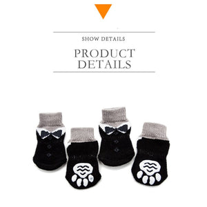 4pcs Warm Puppy Dog Shoes Soft Acrylic Pet Knits Socks Cute Cartoon Anti Slip Skid Socks For Small Dogs Pet Products S/M/L/XL