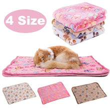 Load image into Gallery viewer, 9 Colors Cute Paw Print Dog Towel Pet Dog Cat Sleep Warm Towl Puppy Kitten Fleece Soft Dog Blanket Bathrobe Beds Mat for Animals