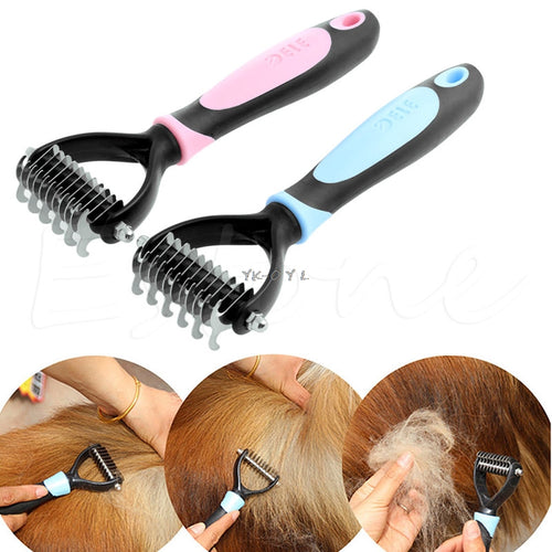 New Tera Pet Fur Knot Cutter Remove Rake Grooming Shedding Brush Comb Rake Dog Cat